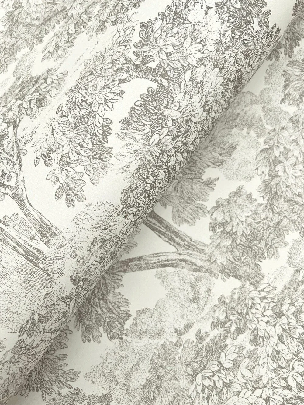 Wallpaper Spinney Grey Tree Toile